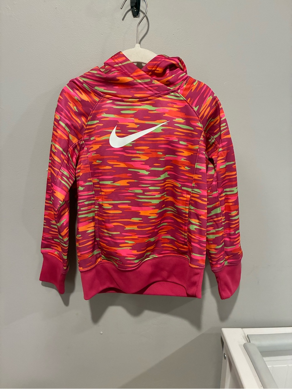 Nike Girls' Pink Orange Multi-Color Hooded Pullover